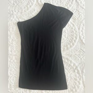 le chateau One-Shoulder Black Longline Knit Sweater